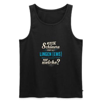 Heimat Stadt - Lingen (Ems) - blau retro - - Männer Premium Bio Tank Top - Schwarz - Vorne - Michal (187cm)