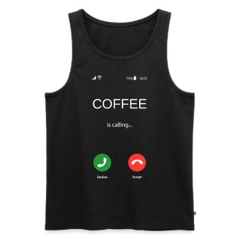 Cadeau de café amusant - Coffee is Calling - Débardeur bio Premium Homme - noir - Devant - Michal (187cm)