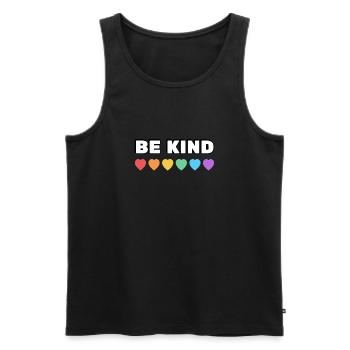 Sei freundlich Regenbogenherzen LGBT Stolz - Männer Premium Bio Tank Top - Schwarz - Vorne - AI Model Male 178 light (178cm)