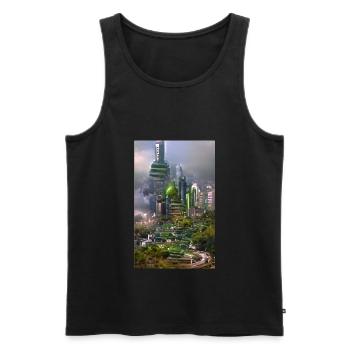 Green city - Männer Premium Bio Tank Top - Schwarz - Vorne - AI Model Male 178 light (178cm)
