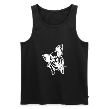 pig - Men's Premium Organic Tank Top - black - Front - Michal (187cm)