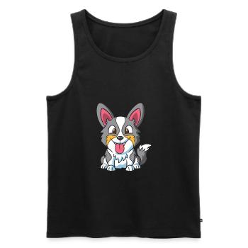 Puppy Dog - Men's Premium Organic Tank Top - black - Front - AI Model Male 178 light (178cm)