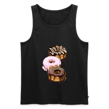 Donut beignets dessert café pâtisserie illustration - Débardeur bio Premium Homme - noir - Devant - AI Model Male 178 light (178cm)