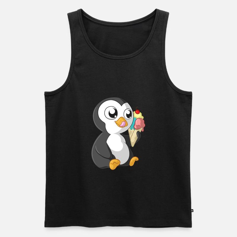 Sommer Comic Pinguin - Männer Premium Bio Tank Top - Schwarz