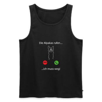 die alpakas rufen ... ich muss weg - Männer Premium Bio Tank Top - Schwarz - Vorne - AI Model Male 178 light (178cm)