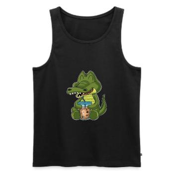 Bubble Tea Kawaii Crocodile I Boba Tea Otaku - Männer Premium Bio Tank Top - Schwarz - Vorne - AI Model Male 178 light (178cm)