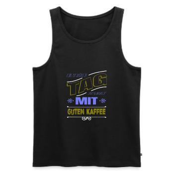 kaffeetrinker süchtig witzig koffein - Männer Premium Bio Tank Top - Schwarz - Vorne - AI Model Male 178 light (178cm)