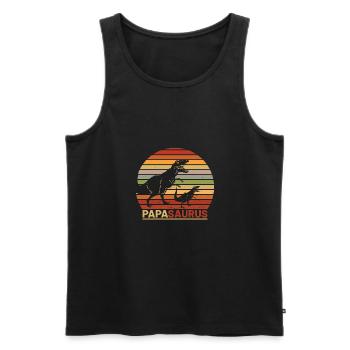 Papasaurus Vatertag Papa - Männer Premium Bio Tank Top - Schwarz - Vorne - Michal (187cm)