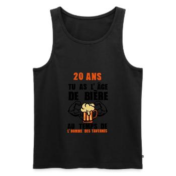 20 ans age biere homme taverne anniversaire - Débardeur bio Premium Homme - noir - Devant - Michal (187cm)