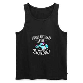 j peux pas j ai natation tee shirt humour vetement - Débardeur bio Premium Homme - noir - Devant - AI Model Male 178 light (178cm)