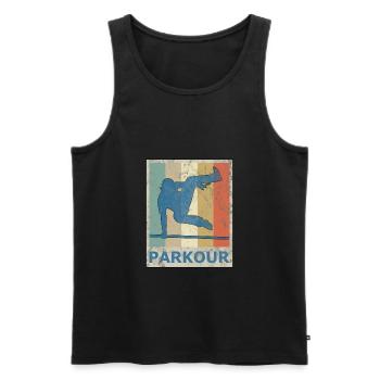 Vintage Retro Style Le Parkour Freerunning Sport - Männer Premium Bio Tank Top - Schwarz - Vorne - AI Model Male 178 light (178cm)