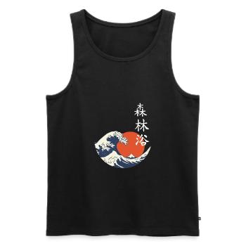Japan Asia Bamboo Sun Kanji Nature Forest Bathing - Men's Premium Organic Tank Top - black - Front - AI Model Male 178 light (178cm)