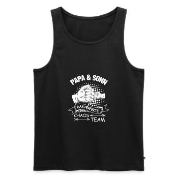 Papa und Sohn, Perfekte Chaos Team - Männer Premium Bio Tank Top - Schwarz - Vorne - Michal (187cm)