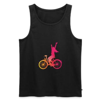 Woman in pink on a bicycle - Men's Premium Organic Tank Top - black - Front - Michal (187cm)