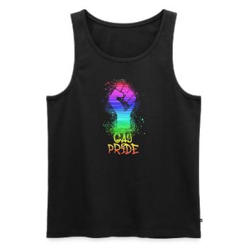 gay pride,pride,arc-en-ciel,LGBT - Débardeur bio Premium Homme - noir - Devant - Michal (187cm)