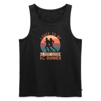 Cadeau de course XC amusant XC Runner Edition - Débardeur bio Premium Homme - noir - Devant - AI Model Male 178 light (178cm)