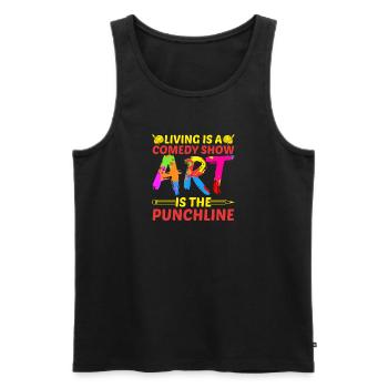 Artiste Peintre L’art graphique est l’art de la punchline - Débardeur bio Premium Homme - noir - Devant - AI Model Male 178 light (178cm)