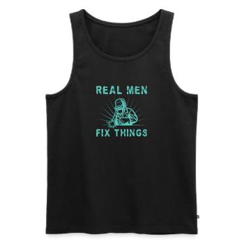 Real Men Fix Things - Welding Gifts - Männer Premium Bio Tank Top - Schwarz - Vorne - Michal (187cm)