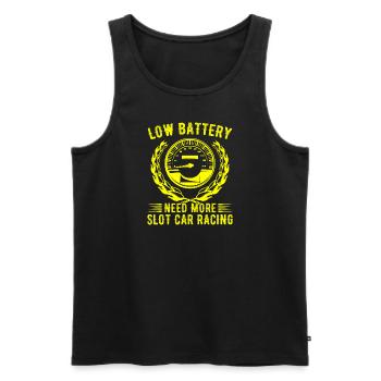 Low Battery Need More Slot Car Racing Racer Gift - Men's Premium Organic Tank Top - black - Front - AI Model Male 178 light (178cm)