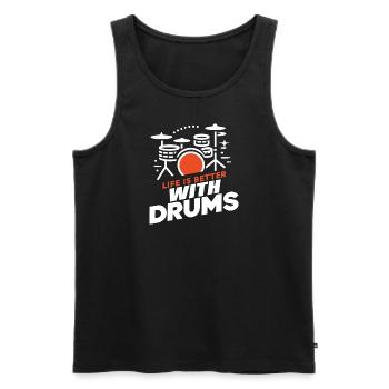 Das Leben ist besser mit Schlagzeug - Männer Premium Bio Tank Top - Schwarz - Vorne - AI Model Male 178 light (178cm)