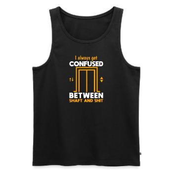 Funny Elevator Mechanic Confused Shaft & Shit Gift - Männer Premium Bio Tank Top - Schwarz - Vorne - AI Model Male 178 light (178cm)