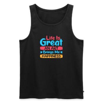 Artist Painter Graphic Art Brings Me Happiness - Männer Premium Bio Tank Top - Schwarz - Vorne - Michal (187cm)