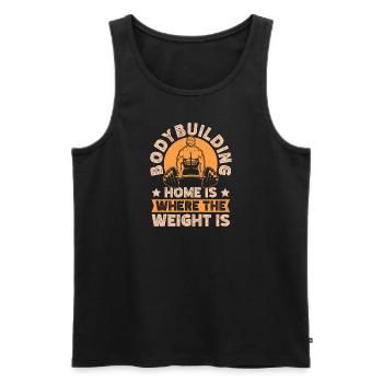 Fitness Motivation Bodybuilder Home Is The Gym - Men's Premium Organic Tank Top - black - Front - AI Model Male 178 light (178cm)