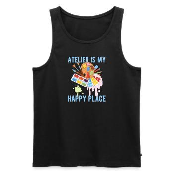 Artist Painter Graphic Atelier Is My Happy Place - Männer Premium Bio Tank Top - Schwarz - Vorne - AI Model Male 178 light (178cm)