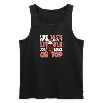 Japanese Food Lover Life Tasts Better With Soy Sau - Men's Premium Organic Tank Top - black - Front - AI Model Male 178 light (178cm)