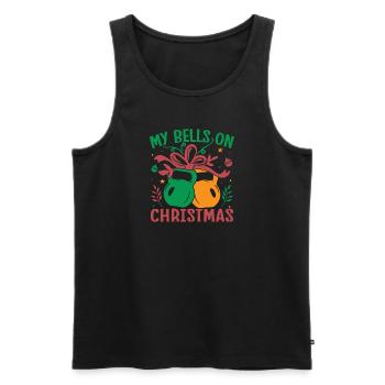 Fanatiques de fitness Mes cloches à Noël - Débardeur bio Premium Homme - noir - Devant - AI Model Male 178 light (178cm)