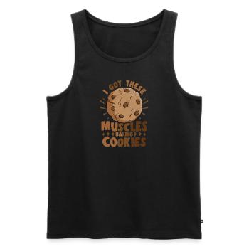 Pastry Lover I Got These Muscles Baking Cookies - Männer Premium Bio Tank Top - Schwarz - Vorne - AI Model Male 178 light (178cm)
