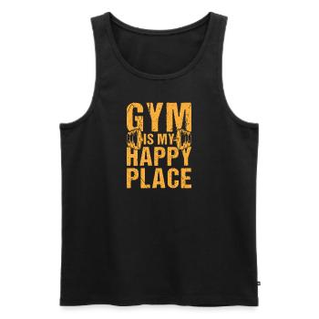 Fitness Motivation Musculation Gym Mon Endroit Heureux - Débardeur bio Premium Homme - noir - Devant - Michal (187cm)