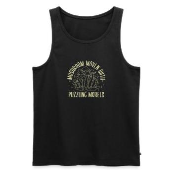 Mushroom Foraging Hunter Maven With Puzzling Morel - Men's Premium Organic Tank Top - black - Front - Michal (187cm)
