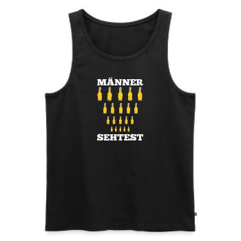 Bier Männer Sehtest Bier Spruch - Männer Premium Bio Tank Top - Schwarz - Vorne - Michal (187cm)