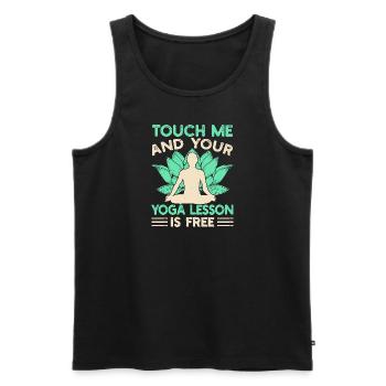 Yoga Touch Me & Your Yoga Lesson Free Funny Yoga - Men's Premium Organic Tank Top - black - Front - Michal (187cm)