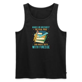 Artist Painter Graphic Books Or Brushes Art Gifts - Men's Premium Organic Tank Top - black - Front - Michal (187cm)