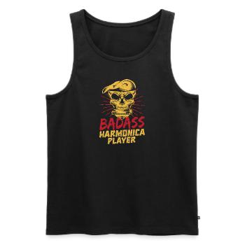 Funny Harmonica Player Badass Harmonica - Männer Premium Bio Tank Top - Schwarz - Vorne - AI Model Male 178 light (178cm)