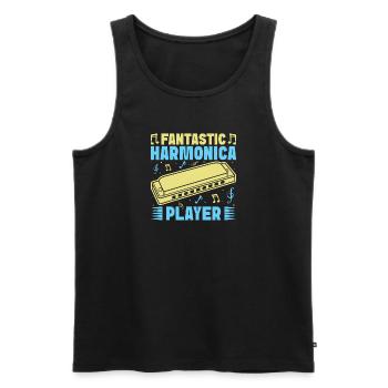 Funny Harmonica Player Fantastic Player Harmonica - Männer Premium Bio Tank Top - Schwarz - Vorne - AI Model Male 178 light (178cm)