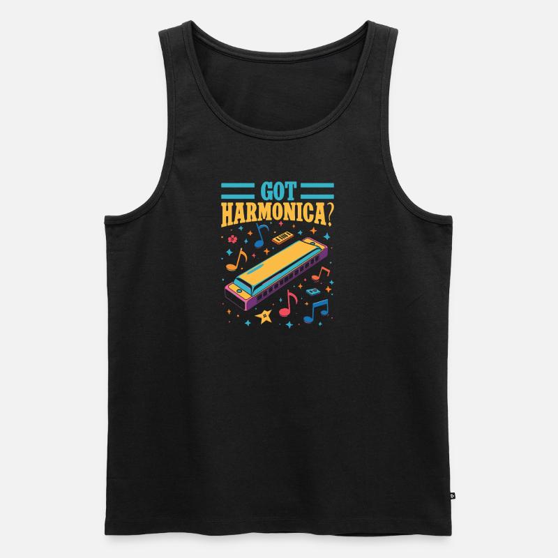 Funny Harmonica Player Got Harmonica - Männer Premium Bio Tank Top - Schwarz