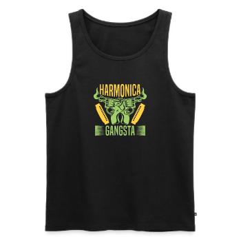 Funny Harmonica Player Gangsta Harmonica - Männer Premium Bio Tank Top - Schwarz - Vorne - AI Model Male 178 light (178cm)