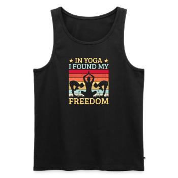 Yoga I Found My Freedom Funny Yoga - Männer Premium Bio Tank Top - Schwarz - Vorne - Michal (187cm)