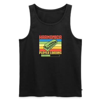 Funny Harmonica Player Loading Harmonica - Männer Premium Bio Tank Top - Schwarz - Vorne - AI Model Male 178 light (178cm)