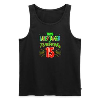 This Laser Tagger Is Turning 15 Years Old Laser - Männer Premium Bio Tank Top - Schwarz - Vorne - AI Model Male 178 light (178cm)