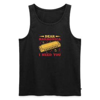 drôle d’harmoniciste j’ai besoin de toi harmonica - Débardeur bio Premium Homme - noir - Devant - Michal (187cm)