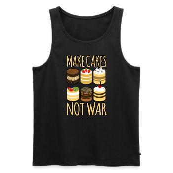 Make Cakes Not War - Men's Premium Organic Tank Top - black - Front - AI Model Male 178 light (178cm)