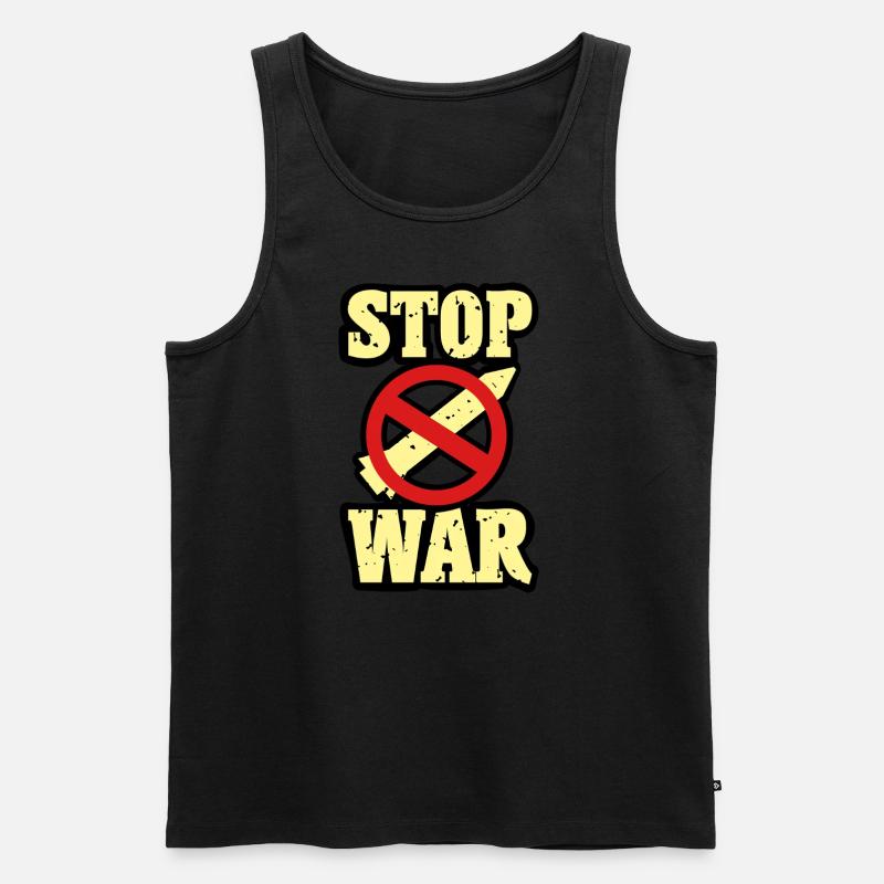 Gegen Krieg - Männer Premium Bio Tank Top - Schwarz