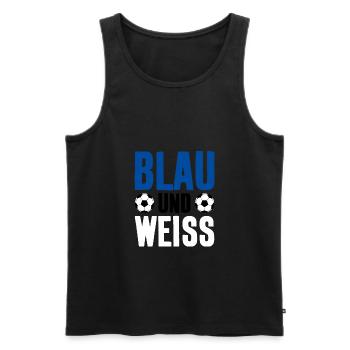 FUSSBALL BLAU UND WEISS - Männer Premium Bio Tank Top - Schwarz - Vorne - Michal (187cm)