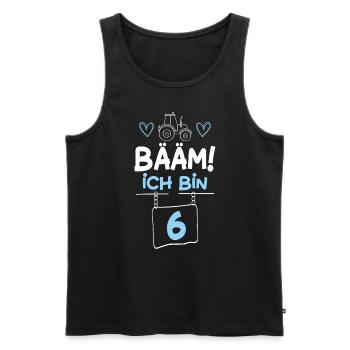 Bääm I’m 6 Tracteur - Débardeur bio Premium Homme - noir - Devant - AI Model Male 178 light (178cm)
