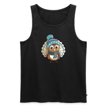 Niedlicher Truthahn mit Schal und Pudelmütze. - Männer Premium Bio Tank Top - Schwarz - Vorne - AI Model Male 178 light (178cm)