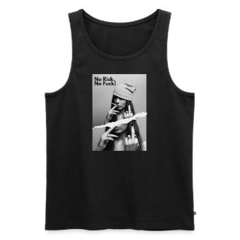 NRNF Statement Middlefinger Provokant - Männer Premium Bio Tank Top - Schwarz - Vorne - AI Model Male 178 light (178cm)